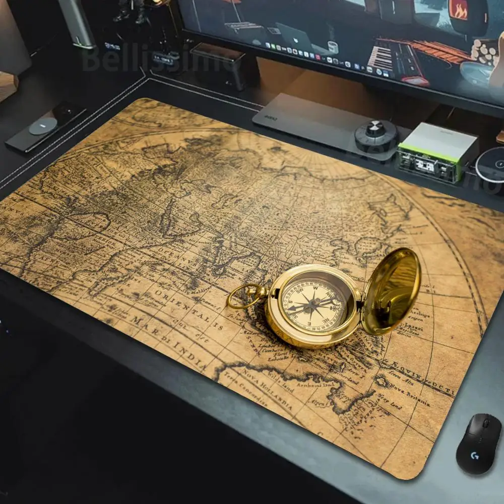 

Xxl Gamer Mousepad Large Mouse Mat Natural Rubber Retro navigation Map Art HD Mouse Pad Desk Rug PC Desk Mats Design Mousepads