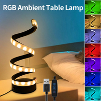 LED RGB Modern Minimalist Dimmable Spiral Table Lamp 7 Color Bedside Lamp Desk Light For Bedroom, Room Decor Game Office Light