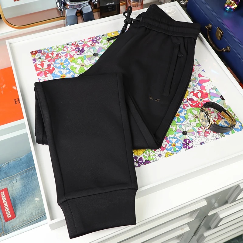 

Модные спортивные мужские повседневные брюки с декором в виде глаза дьявола и стразами, трендовые весенние длинные брюки, спортивные штаны из смесового полиэстера