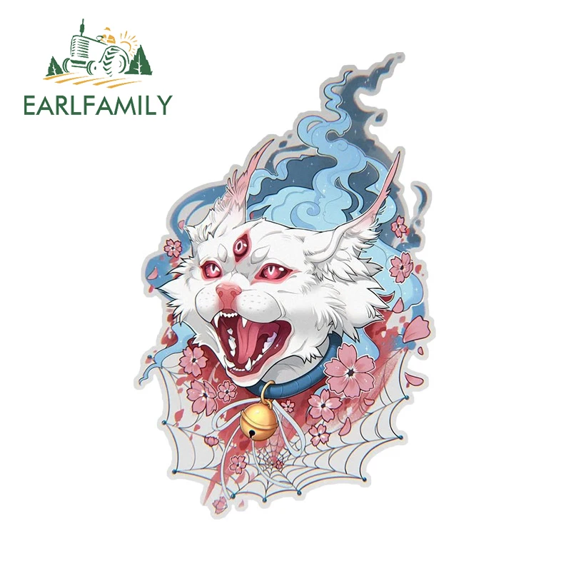 EARLFAMILY 13cm for Three-eyed Civet Ghost Fire Strange Car Stickers Cartoon Cute Decals Creative Sunscreen Vinyl Car Wrap