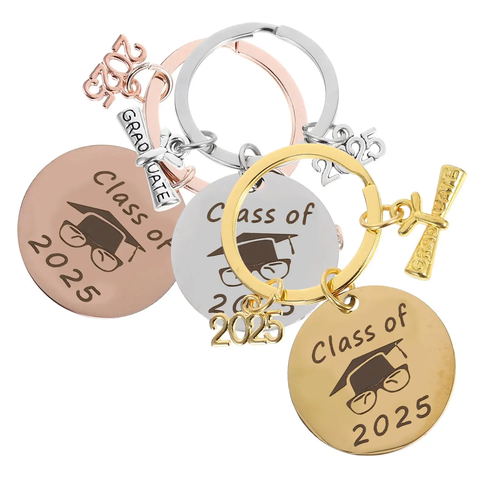 

3 Pcs Graduation Keychain Zinc Alloy Keyring Hanging Decor Bag Pendant Exquisite Ornament Unique
