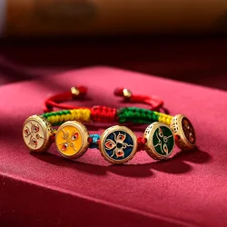 Tibetan Bracelet Hand Woven Rope Gradient Five Way od of Wealth Hand Rope Thangka God of Wealth Green Tara Zakiram Accessory