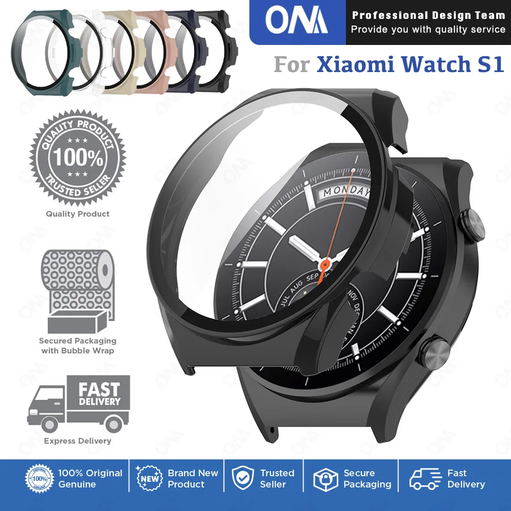 

ПК жесткий защитный чехол с защитой экрана для Xiaomi Mi Watch S1 бампер полный Чехол + 9H закаленное стекло Smartwatch оболочка