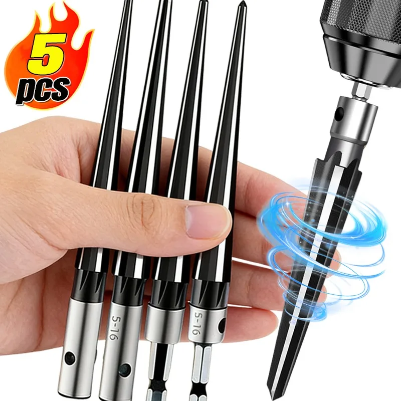 

Стальные конические развертки, резак, набор шестигранных отверстий для деревообработки, режущая дрель по металлу, пластика, совместимые аксессуары для ручных инструментов