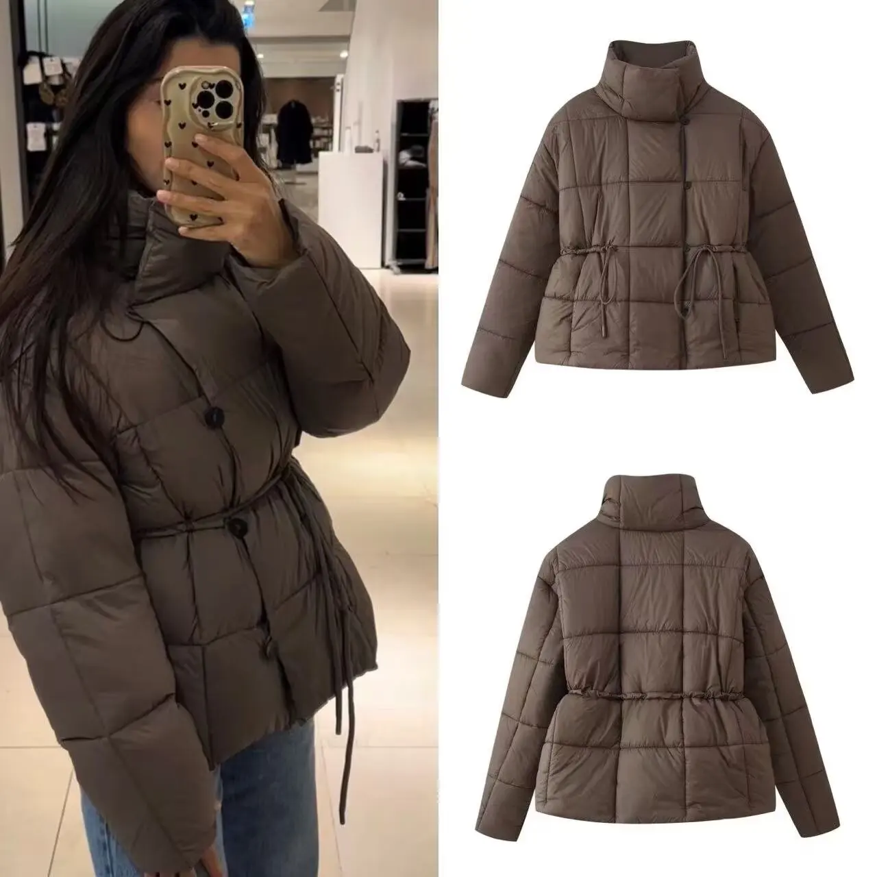 Casual Quilten Baumwolle Frauen Parka Kurzen Mantel Langarm Spitze-up Winter Jacke 2026 Neue Chic Dame Streetwear Oberbekleidung ﻿