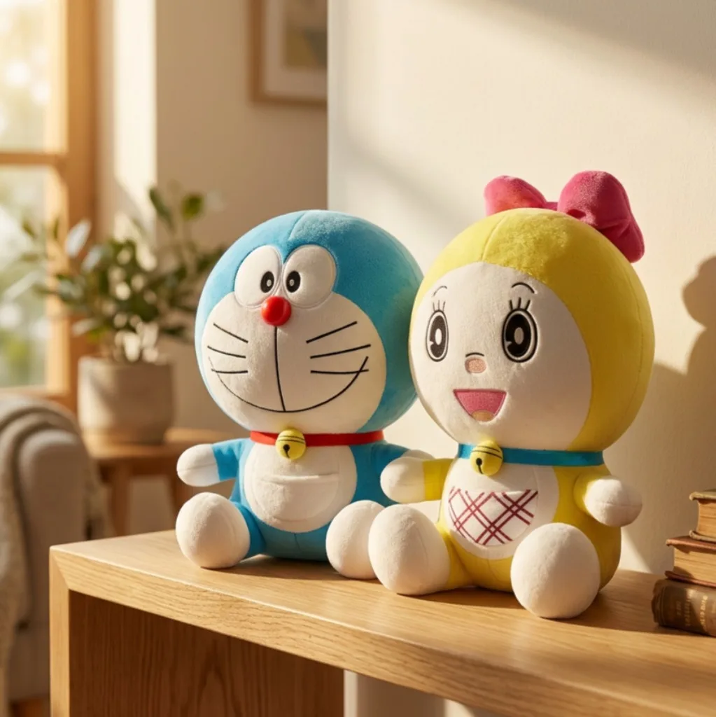 Doraemon and Dorami Sibling Set Stuffed Plush Doll, Classic Cartoon Toy, Lovely Table Ornament Birthday Gift for Anime Lovers