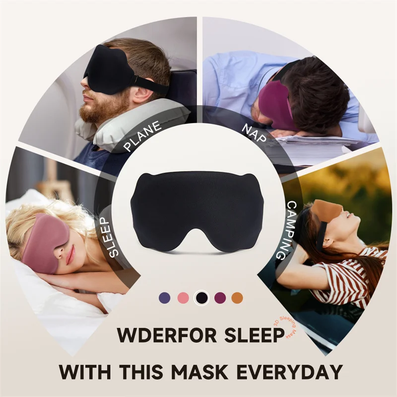 3D Sleep Eye Mask Portable Travel Eye Cover Blockout Light Slaapmasker Sleep Shade Eyepatch Softair Mask Sleeping Aid Blindfold