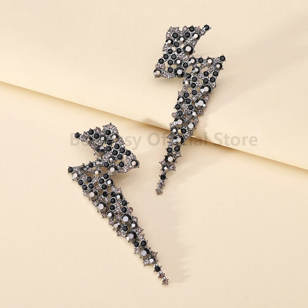 New Trend Luxury Design Colorful Crystal Lightning Shape Earring For Women Party Holiday Elegant  Accessorie Charms Girl Jewelry