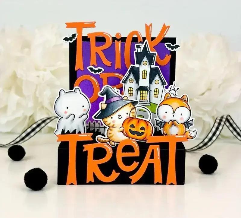 Piggy Craft metal cutting dies cut die mold Trick or Treat letters Scrapbook paper craft knife mould blade punch stencils dies