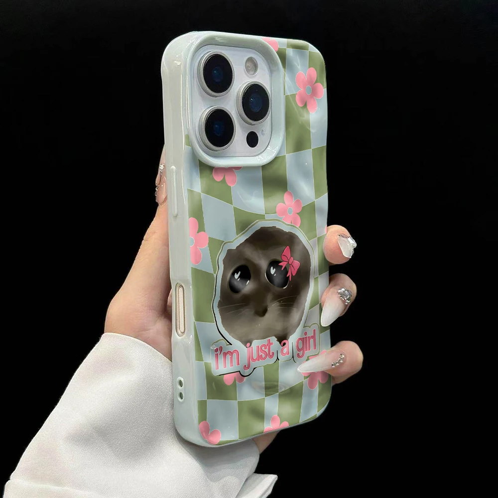 Plaid Girl Hamster Koreanische INS Handyhülle für iPhone 17 16 15 14 13 12 11 Pro Max 14 Plus 17Air Falten-Wellen Weiche Silikonhülle – Detail 10