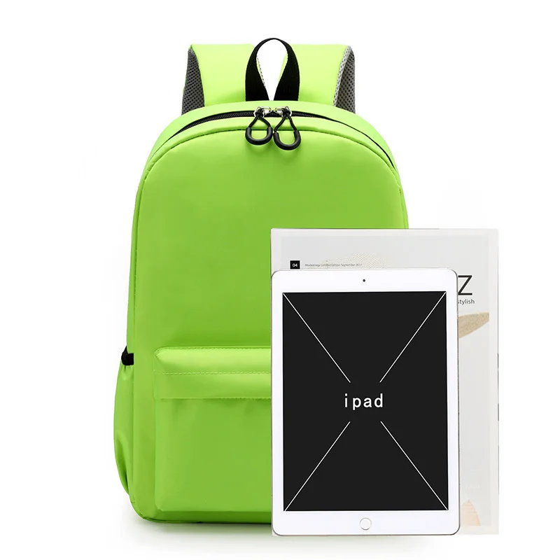 Nylon Backpack Middle School Students bag Men & women Common Candy Color Simple Large Capacity Bag