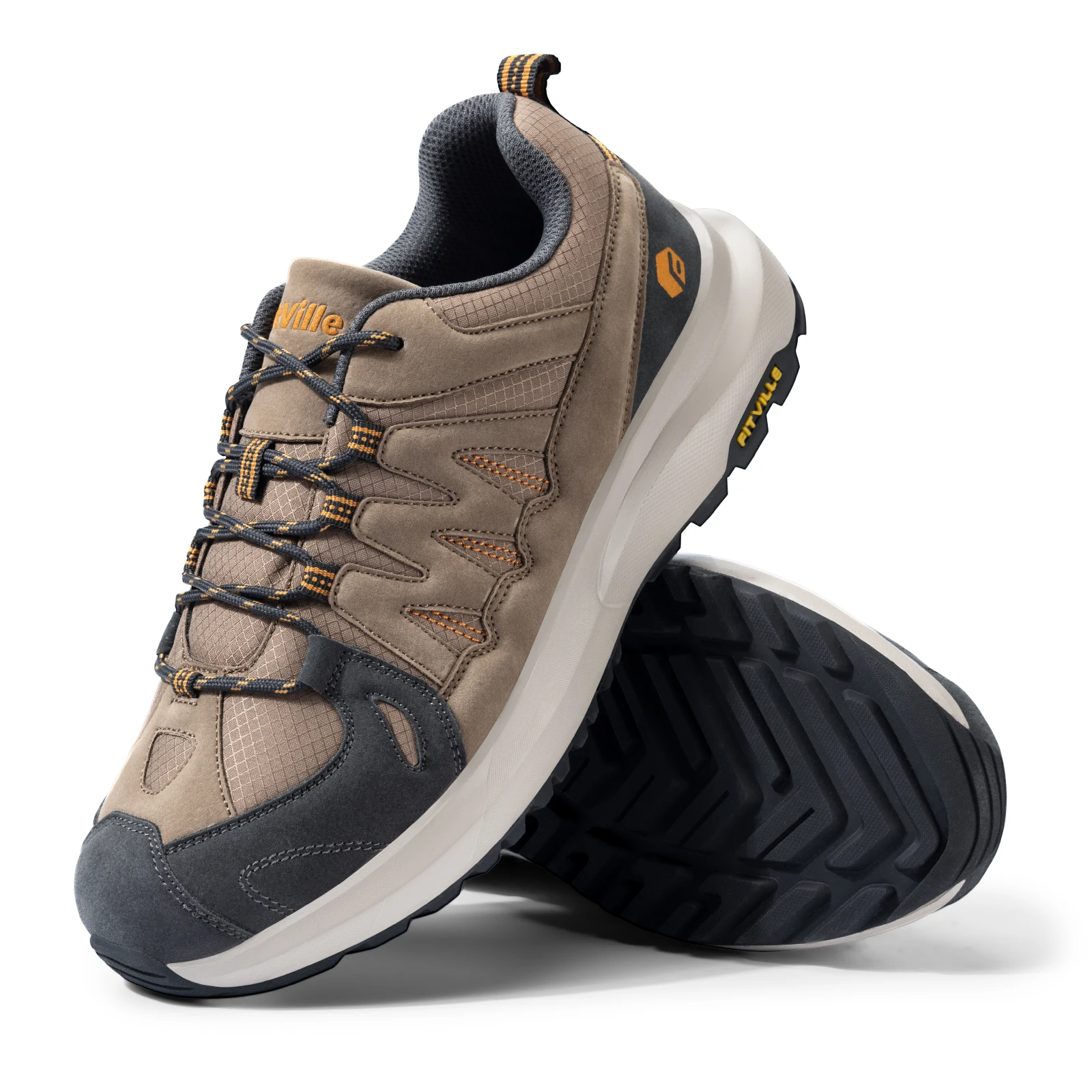 FitVille chaussures pour hommes large randonnée imperméable travail en plein air aller marche baskets avec Support de voûte plantaire pour soulager la douleur au talon