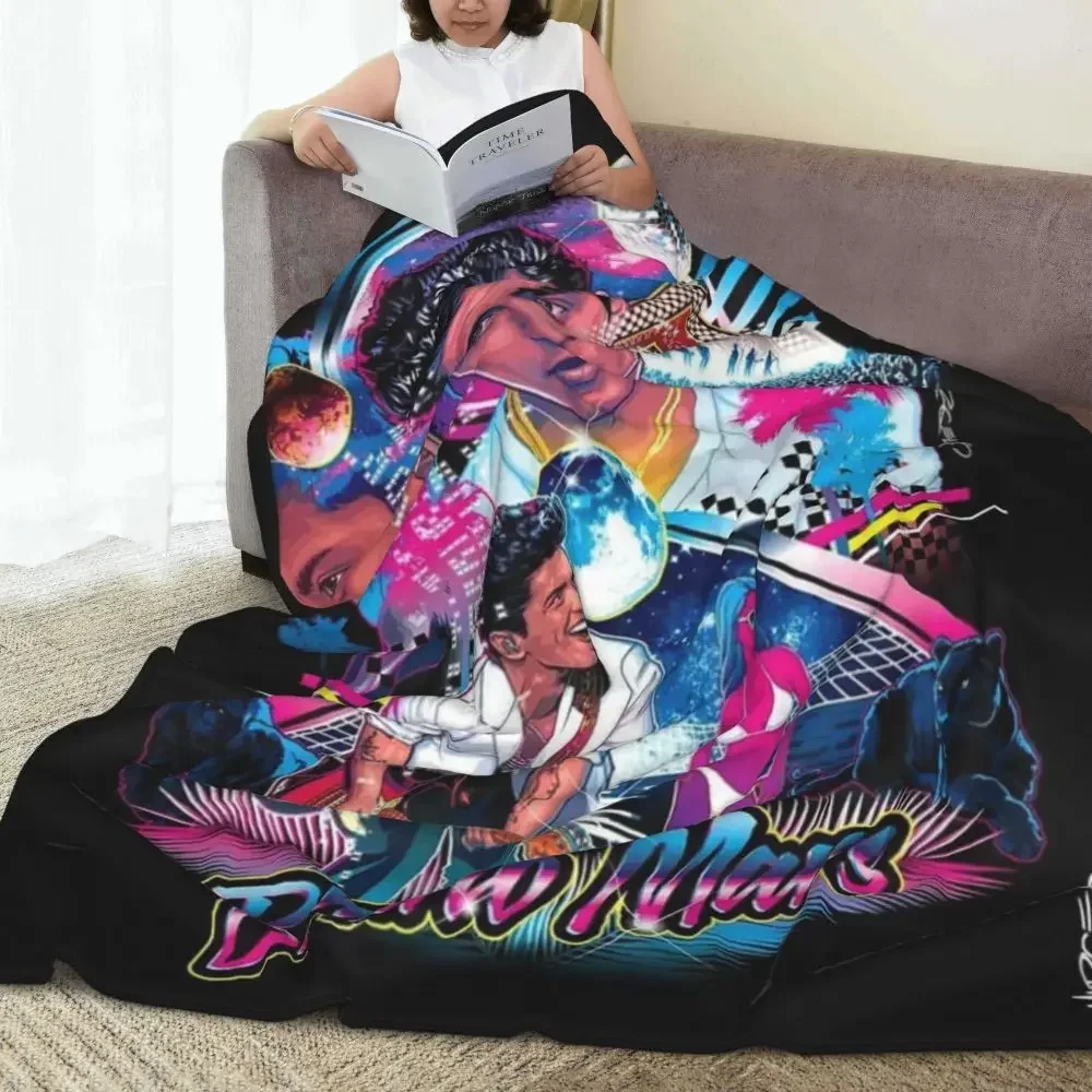 

Bruno Mars Soft Warm Blanket Musician Colorful Painting Camping Throw Blanket Spring Pattern Flannel Bedspread Sofa Bed Cover