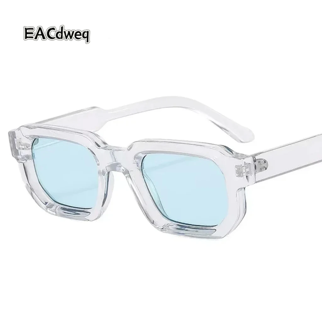 Fashion Blue Square Sunglasses For Women Men Retro Luxury Designer Clear Lens Sun Glasses Shades UV400 Eyeglasses
