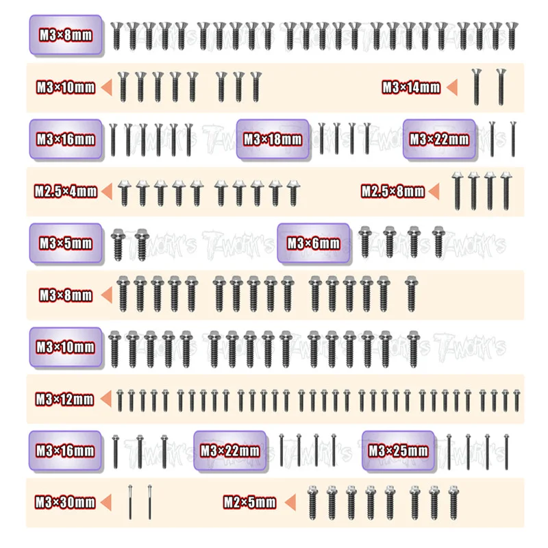 Original T works TSSU-SCX'23 64 Titanium Screw set ( UFO Head ) 153pcs.( For Xray SCX 2023 EDITION ) professional Rc part