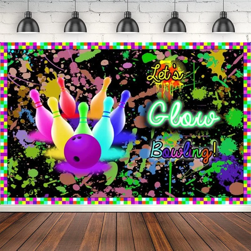 

Фон для фотосъемки с изображением боулинга на тему дня рождения Let It Light, вечерние граффити, настенный постер, баннер для дня рождения, фон