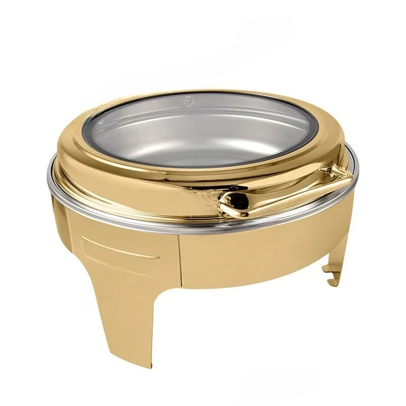 

Stainless steel round hydraulic gold-plated large glass buffet furnace hotel restaurant heating
