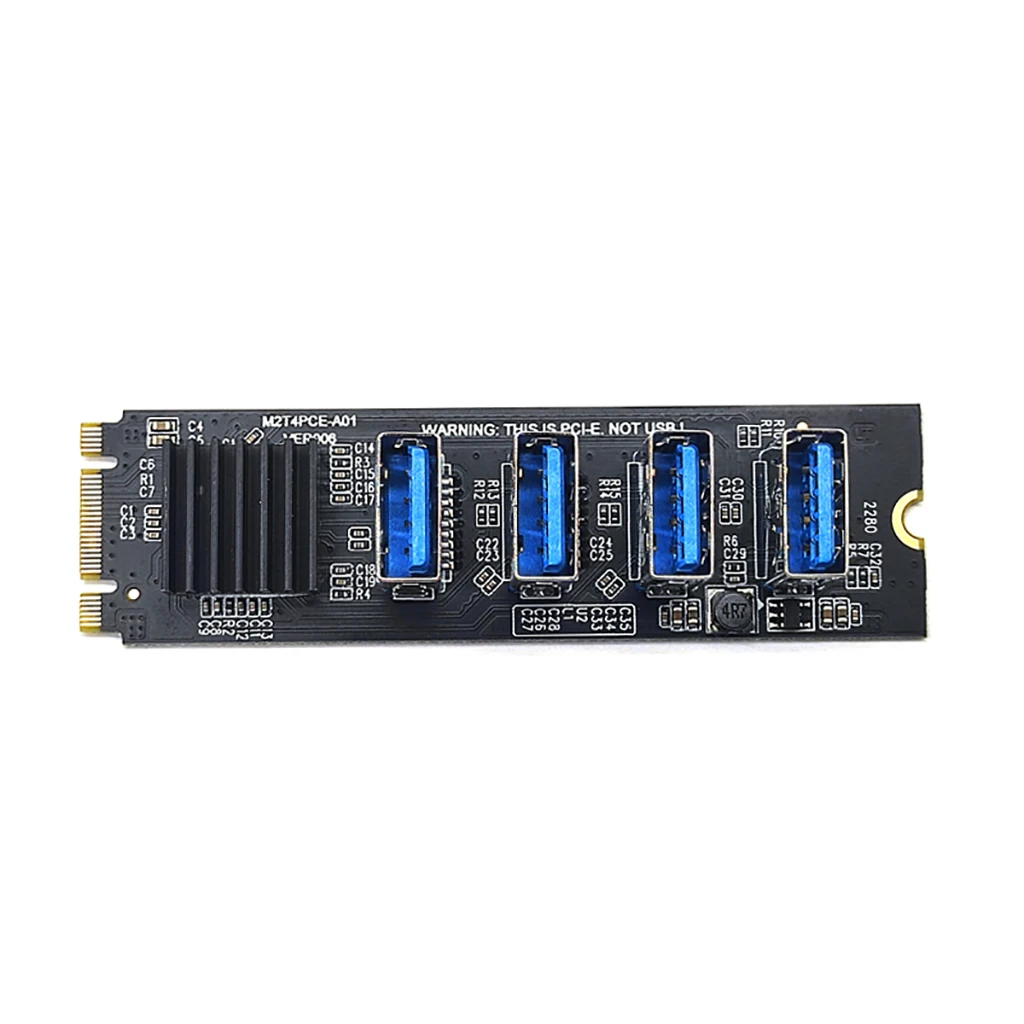 

M.2 Riser Card M2 for NVME to PCIE PCI Express X16 1 to 4 USB 3.0 Slot Multiplier Hub Adapter Graphics Expansion Card