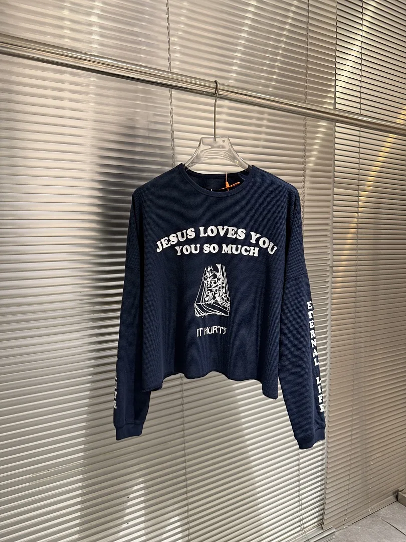 26ss Best Version PALY God Love You Printed Waffle Women Men Long Sleeve T shirts tees Oversized Men Casual Cotton T shirt
