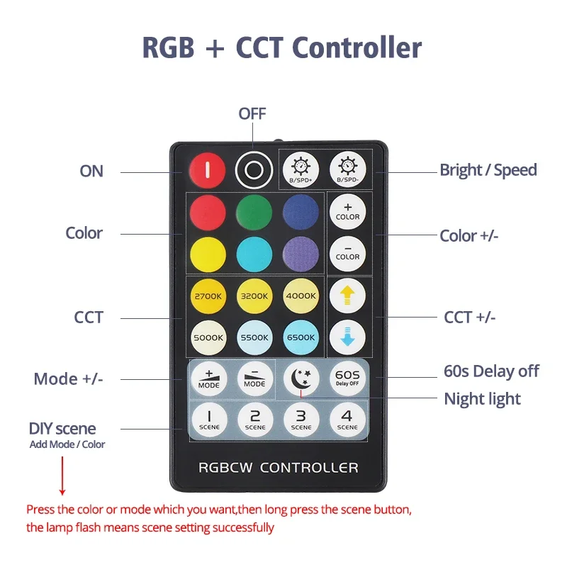 Mini controller RGB wireless Striscia LED Telecomando RF per 4 5 6 pin RGB RGBW RGBWW CCT RGB + CCT Luce a nastro LED DC5-24V Dimmer