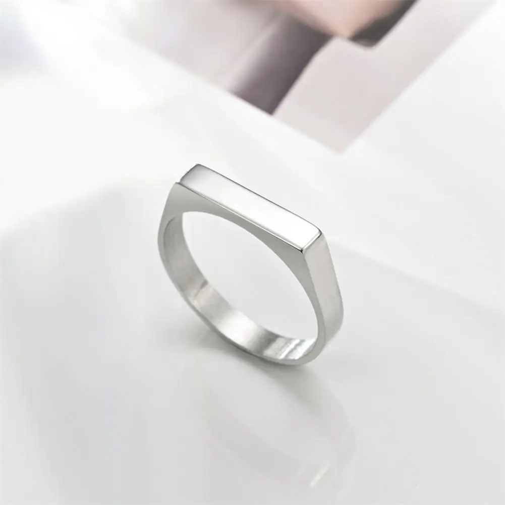 Knuckle Ring Vintage Unisex Titanium Steel Ring Polished Flat Surface Jewelry Lightweight Anti-rust Finger Accessory with Simple
