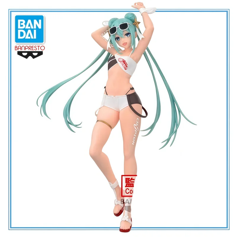 バンダイ純正バンプレスト初音ミク-レーシングバージョン-レーシングミク-トロピカルバージョン-20cm-モデルおもちゃ-フィギュア-ギフト