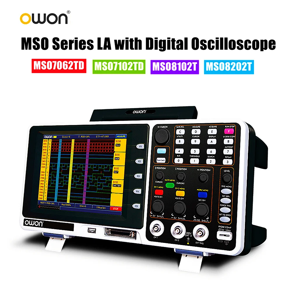 2 kanaal 60MHz-200MHz 1GS-2GS/s 8 "TFT LCD digitale opslag Oscilloscoop + Logic Analyzer MSO7062TD MSO7102TD MSO 8102T MSO 8202T
