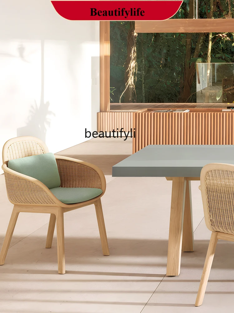 

Outdoor outside Courtyard Leisure Balcony Combination Garden Waterproof and Sun Protection Teak Sofa H