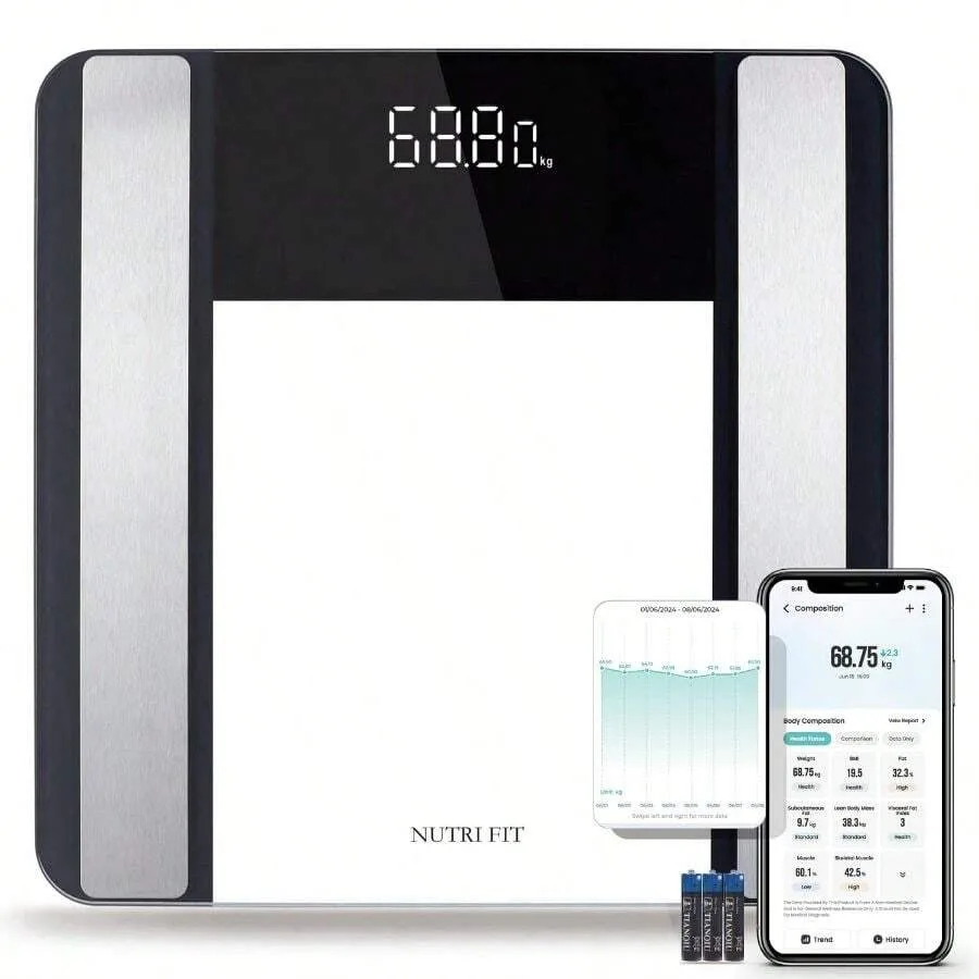 

Scale Body Weight And Fat Percentage, Digital Bathroom Scale Biometric Scale BMI, 17 Metrics Body Composition Analyzer High Acc