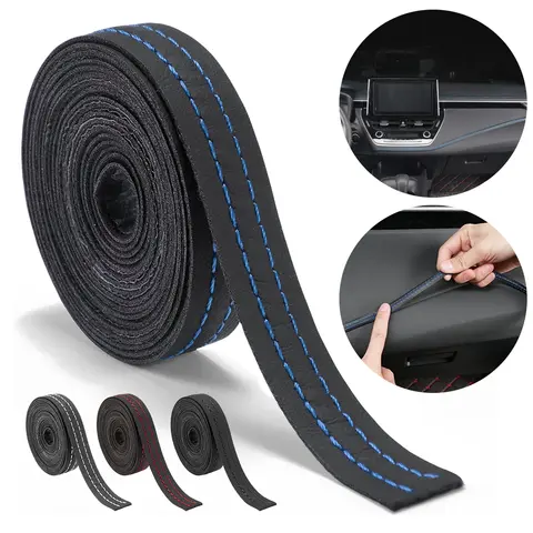 2M Universal Car Mouldings Trim PU Leather DIY Braid Decorative Line Strip For Door Dashboard Sticker Car Interior Accessories 10 best sales cayenne accessories - №10