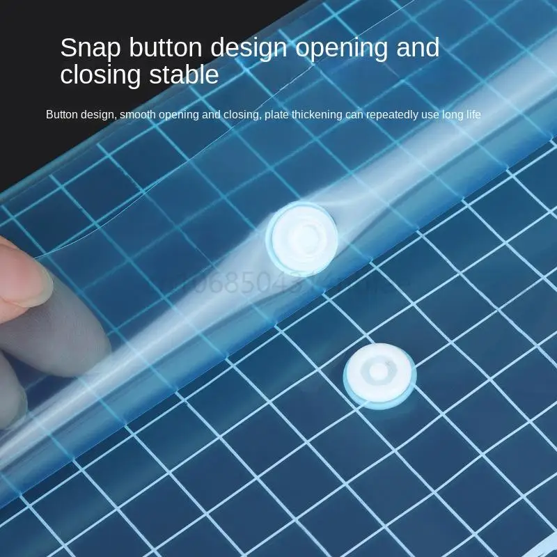 5 Colors 2mm Thick Color Student Folder Stationery Bag Button A4 File Bag Transparent Button Bag Plastic Storage Information Bag