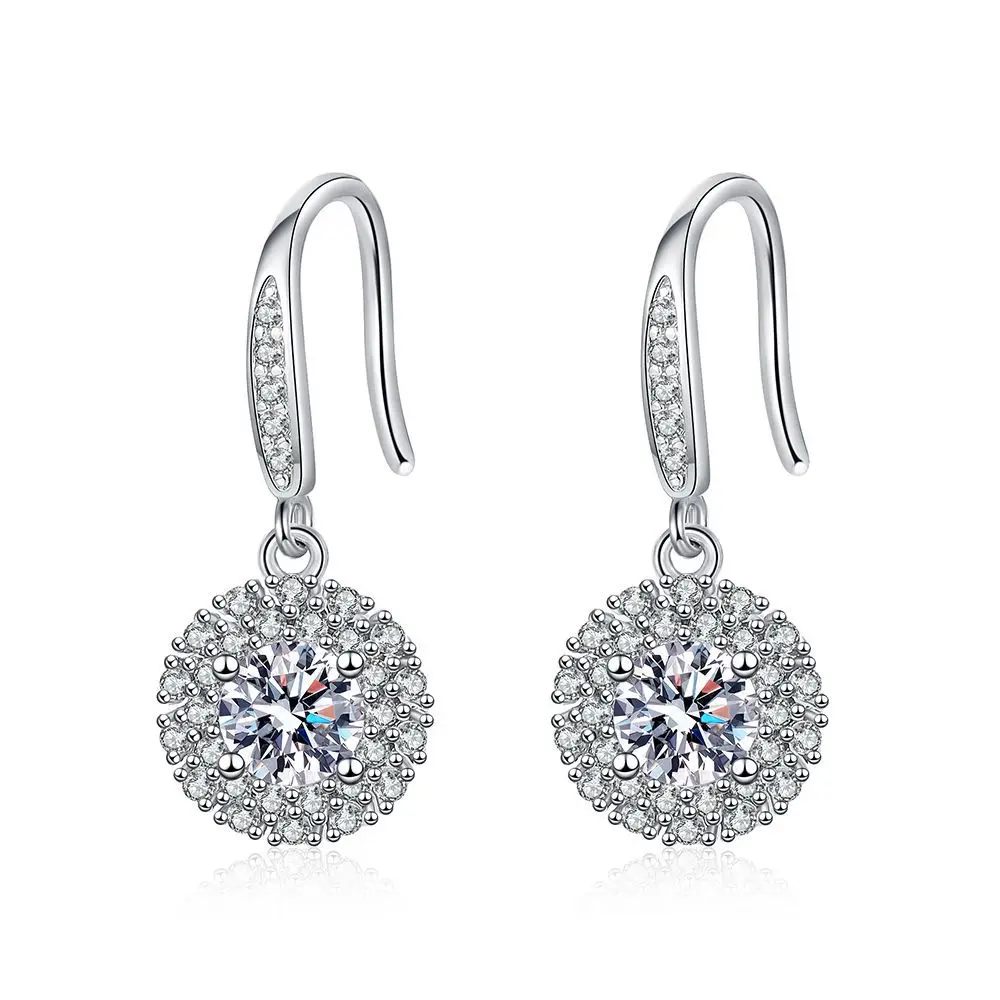 

Серьги-подвески из чистого серебра S925 с покрытием pt950, сияющие звезды, серьги с микроинкрустацией, серьги Mosonite, D Цвет