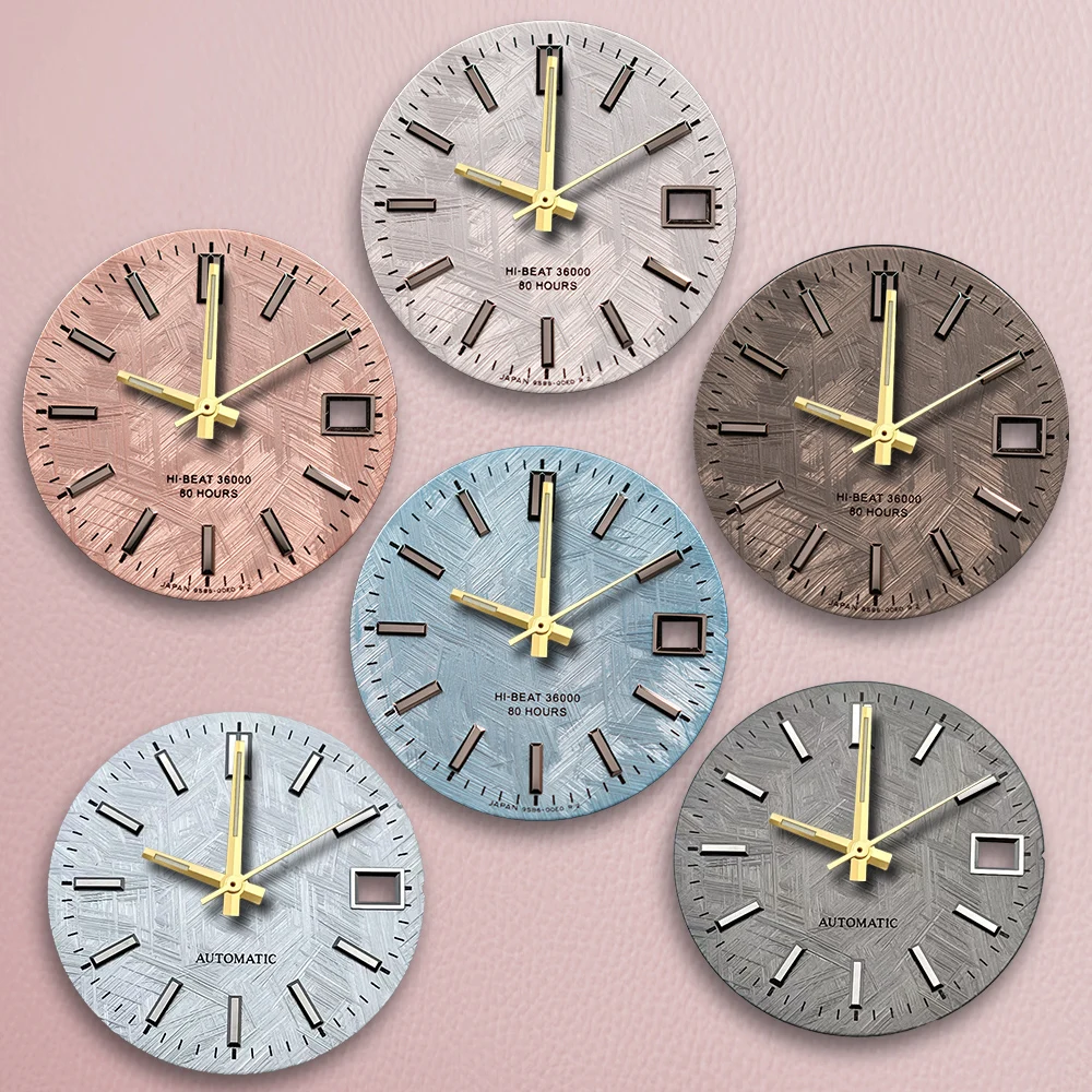 Logo S o logo GS Quadrante in meteorite da 28,5 mm quadrante grigio senza lancette Adatto per accessori per la modifica dell'orologio con movimento NH35 NH36