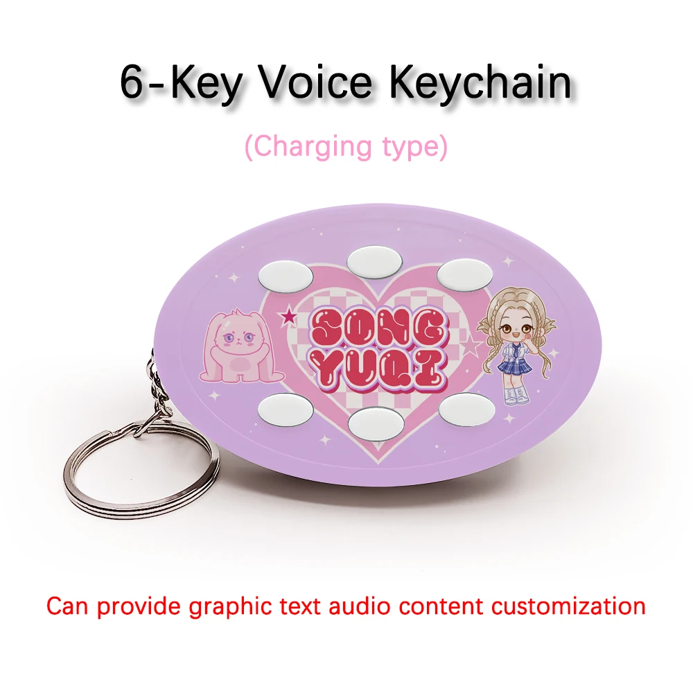 

Creative Voice Keyring For (G)I-DLE Team Member Song YUQI 6-Key Audio / Picture Customization Rechargeable Keychain Pendant Gift