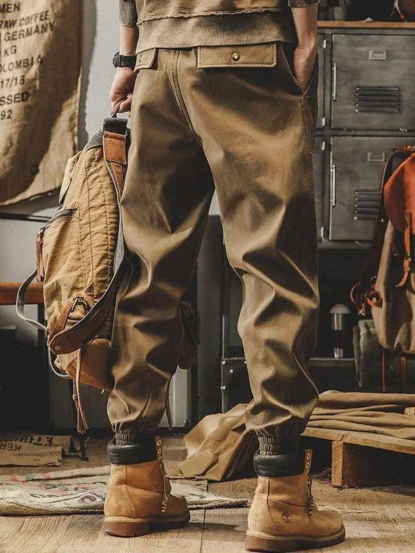 

American Sle Vintage Workwear Pants Men's Loose Straight Leg Casual Trousers Spring Autumn Trendy Large Size Wide Leg Pants