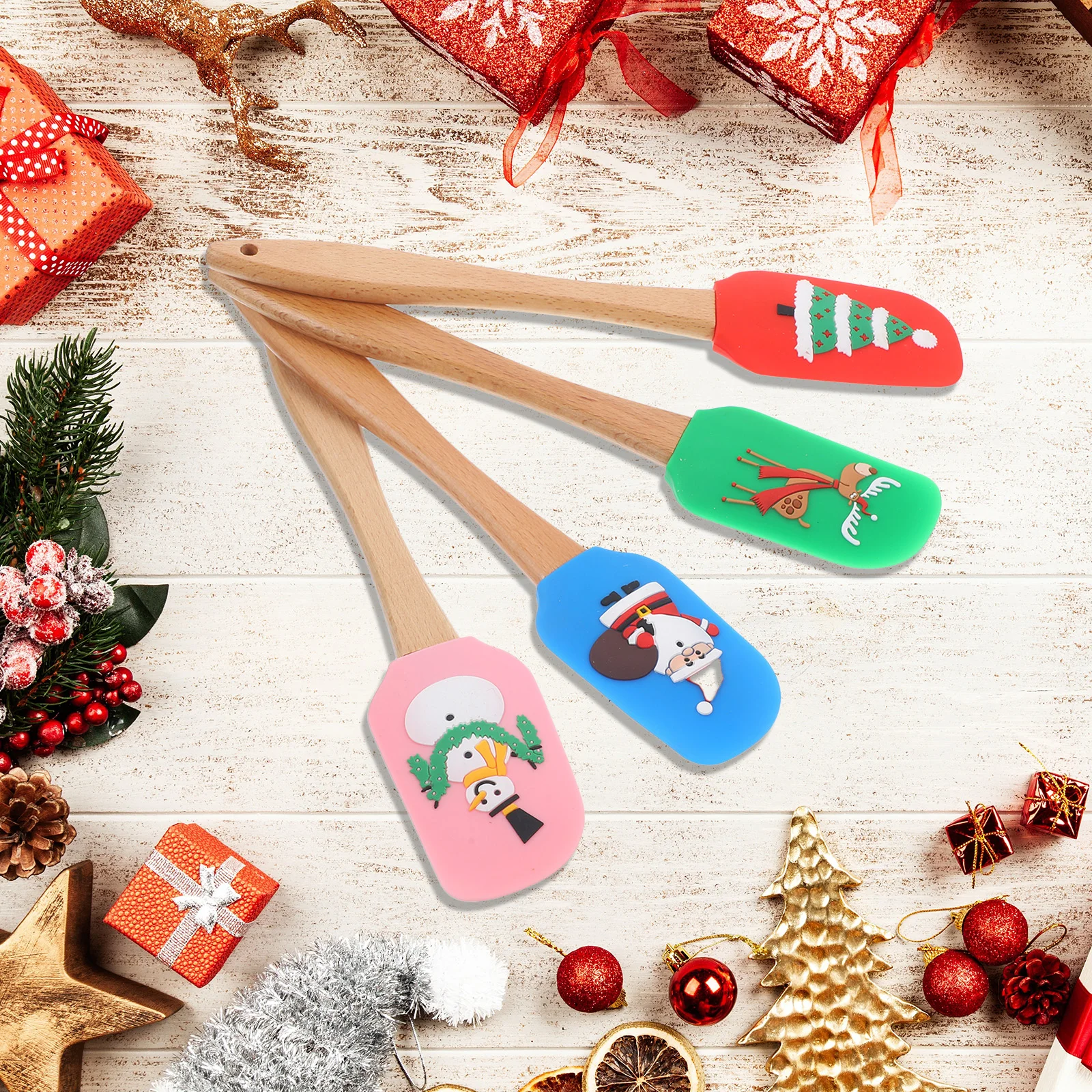 

4pcs Spatula Baking Silicone Scraper Tool Tools Small Christmas Cake Scraper Kitchen Pastry Utensils Long H