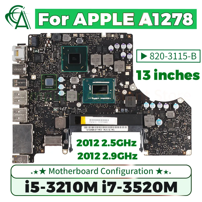 

820-3115-B For APPLE A1278 13 inches Laptop Mainboard SR0N0 i5-3210M SR0MU i7-3520M 2.5GHz/2.9GHz Notebook Motherboard Tested