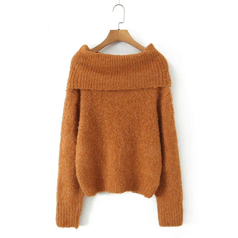 YENKYE الكورية نمط الصلبة مثير قبالة الكتف سترة المرأة ربيع الخريف طويلة الأكمام لطيف متماسكة البلوفرات