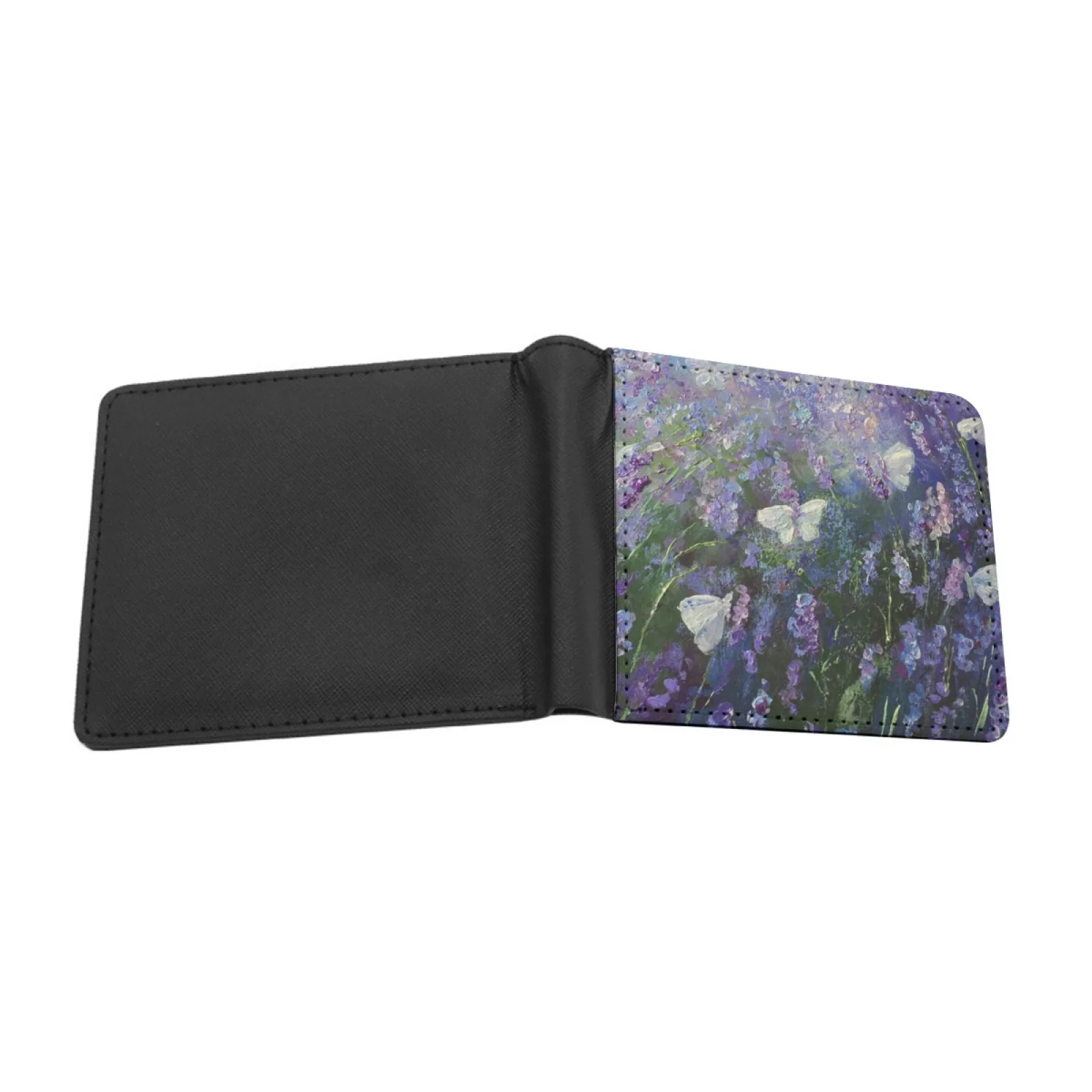 Butterflies On Lavender Short Men's Wallet Multifunction Purse Male Pu Leather Wallet Lavender Butterflies White Lavender