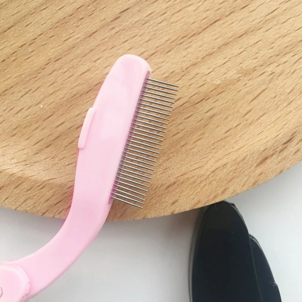 4Pcs Curved Steel Needle Eyebrow Comb Folding Design Easy Carry Lash Brow Makeup Tool Plastic Handle Travel Eyelash Comb