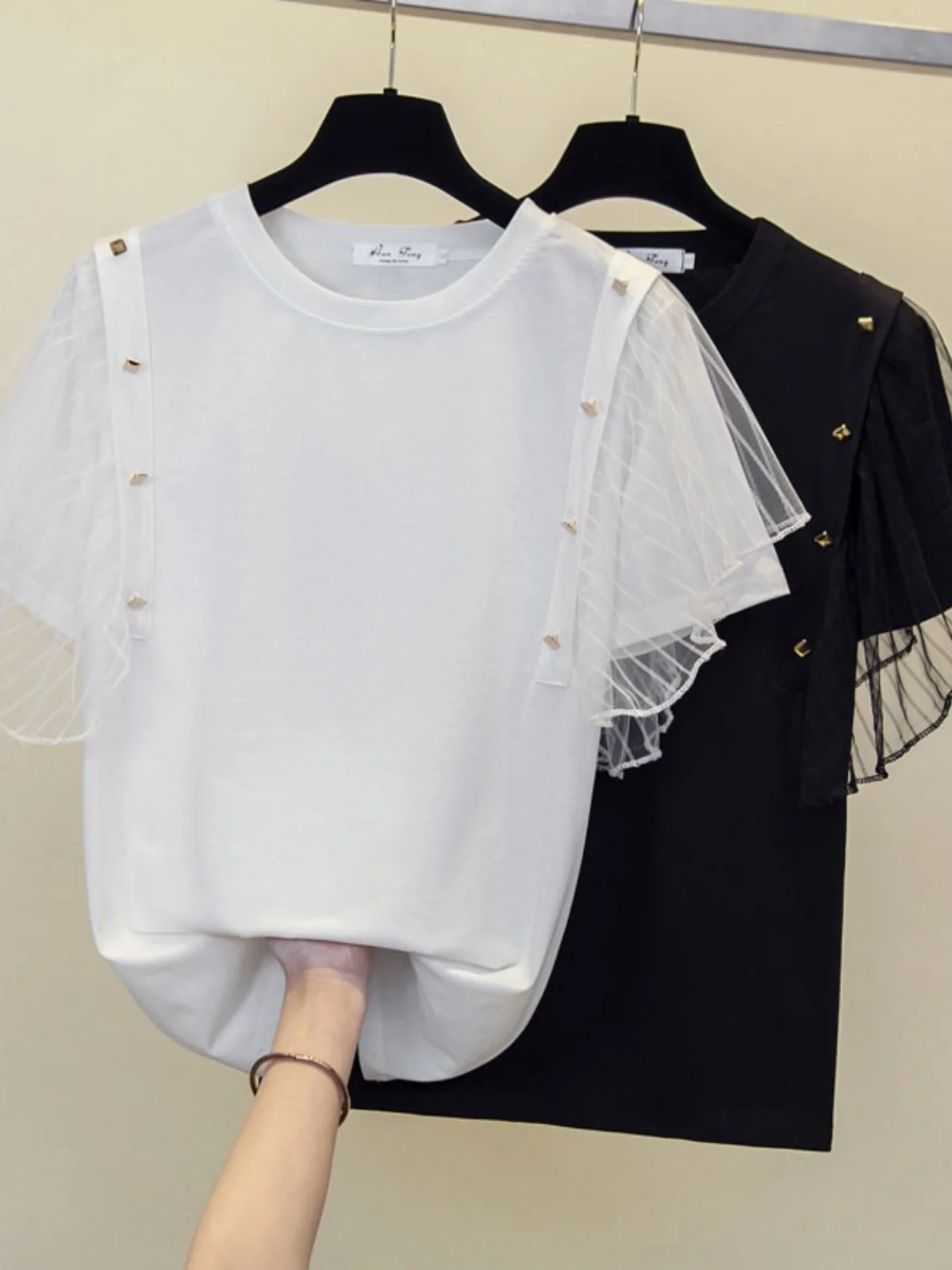 

plus Size Loose Fit Short Sleeve T-Shirt Women's Summer Fashion Design Slimming Effect Big Size Clothing High Waist Korean Style