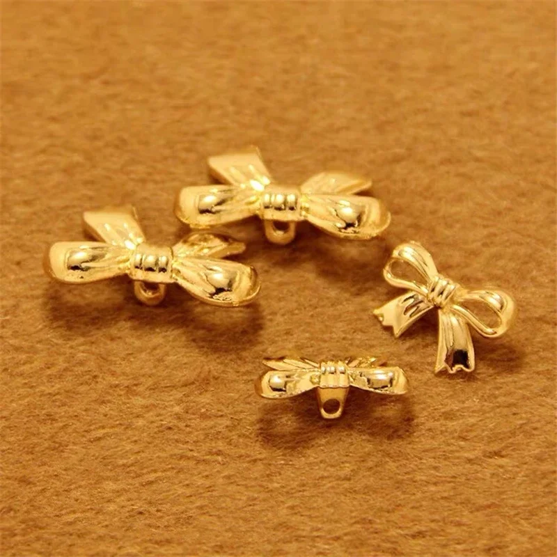 Beautiful Bow Design Metal Button, Fashion Shirt, Knitwear Clothing Decoration, 15mm, 20mm, 30mm, 10Pcs