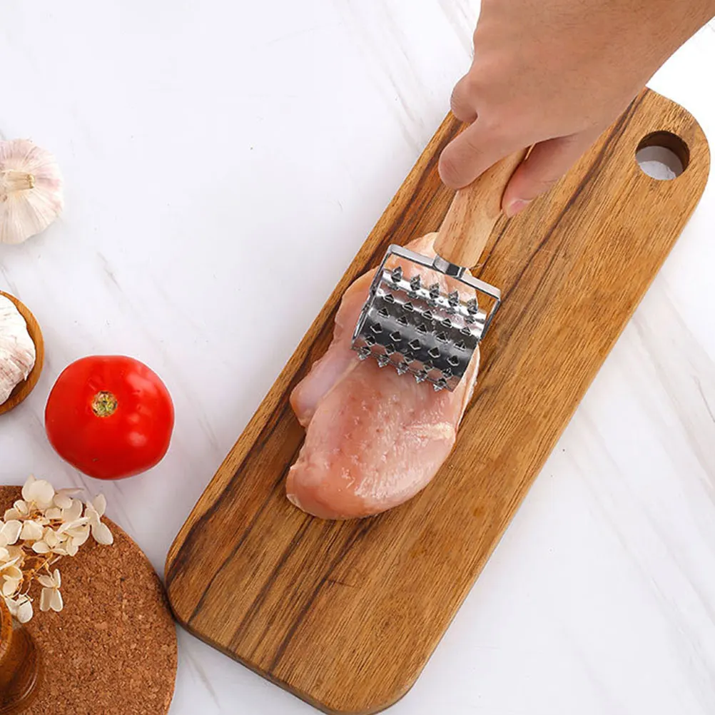 

Meat Tenderizer Steel Wood H Practical Home Kitchen Tool Roller Steak Steak Needle Needle Tenderizing Supply