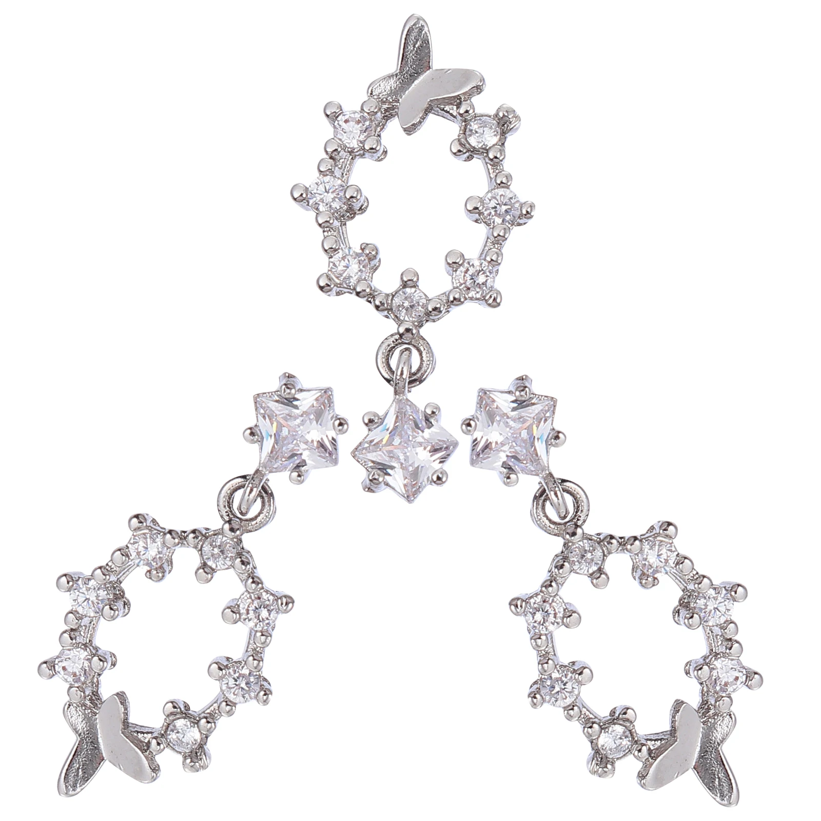

3 Pcs Zircon Nail Art Studs Metal Charms Rhinestones Manicure Gems Decoration Accessories DIY Long Lasting Non Rust Fade
