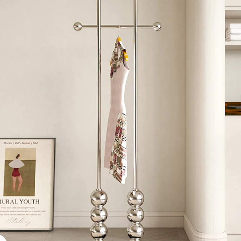 

Clothes and hats rack, floor to ceiling, bedroom, household light luxury metal stainless steel