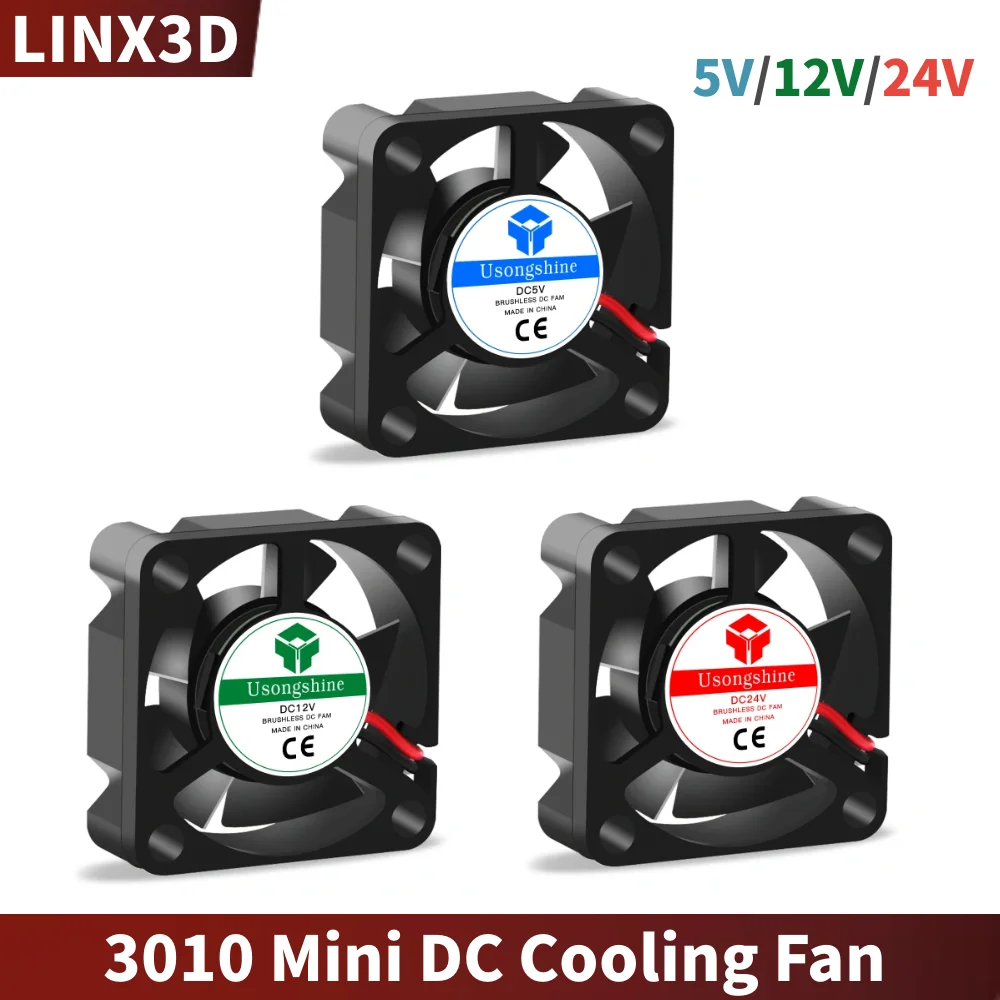 30x30x10mm 3010 Mini DC Cooling Fan Multi Voltage 5V 12V 24V 2Pin Small Cooler For J-Head Hotend Reprap DIY 3D Printer