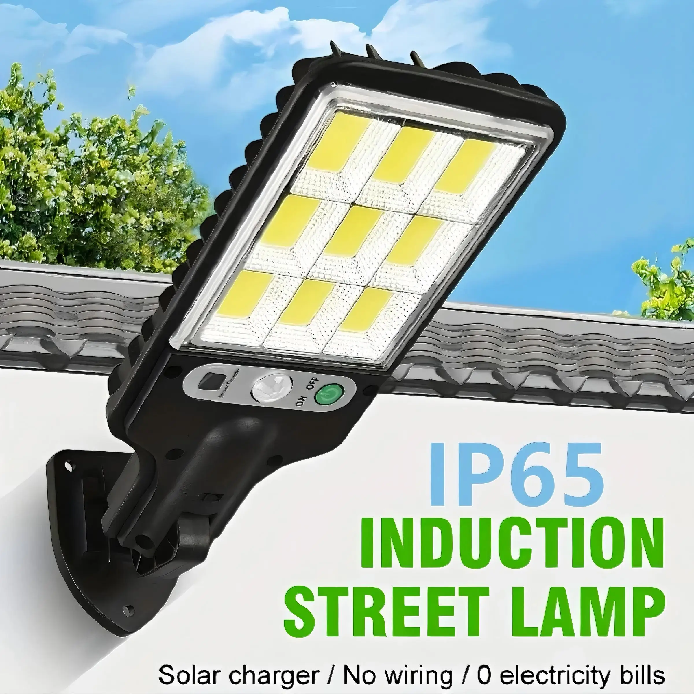 Solar Light, Solar Outdoor Lamp 616-4/108COB, Remote Control, Motion Sensing, IP65 Waterproof, Suitable for Outdoor Lighting