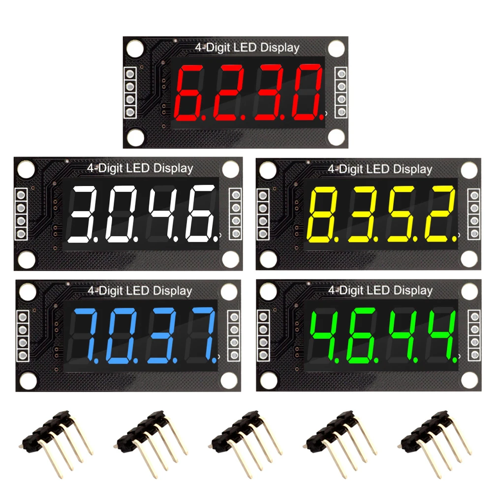 Tube d'affichage numérique à 4 chiffres de 0.36 pouces, 7 Segments décimal, carte de Module LED TM1637 pour Arduino rouge vert jaune bleu blanc