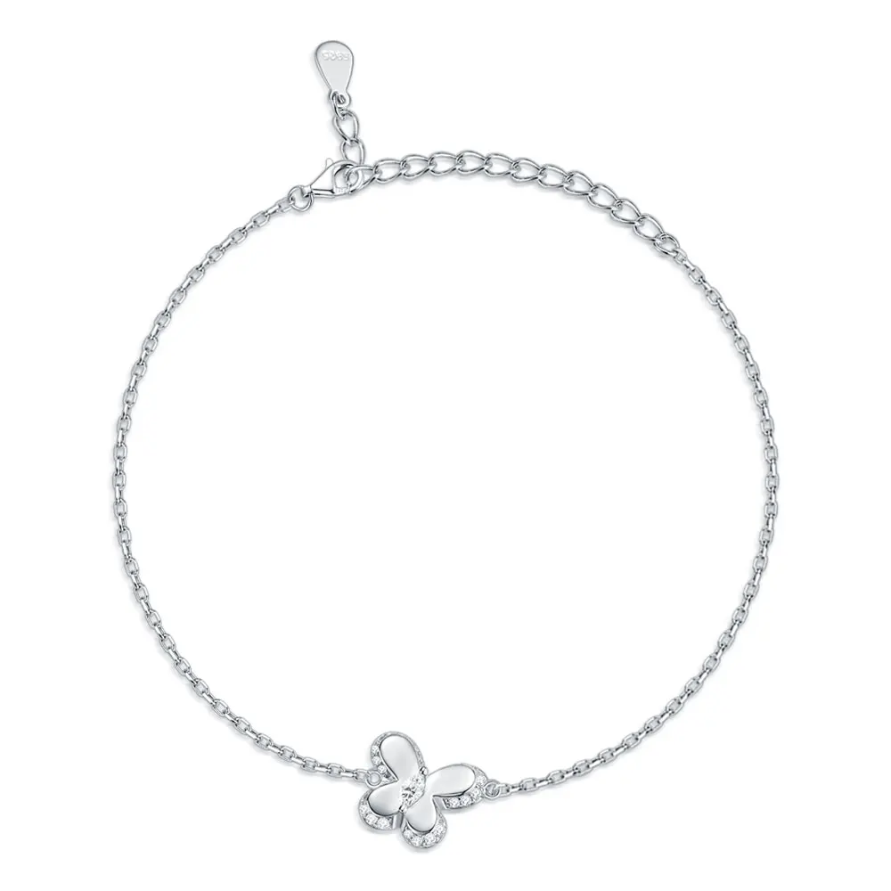 

New Arrival 925 Sterling Silver Butterfly Bracelet Zircon Anklet Bracelet for Woman