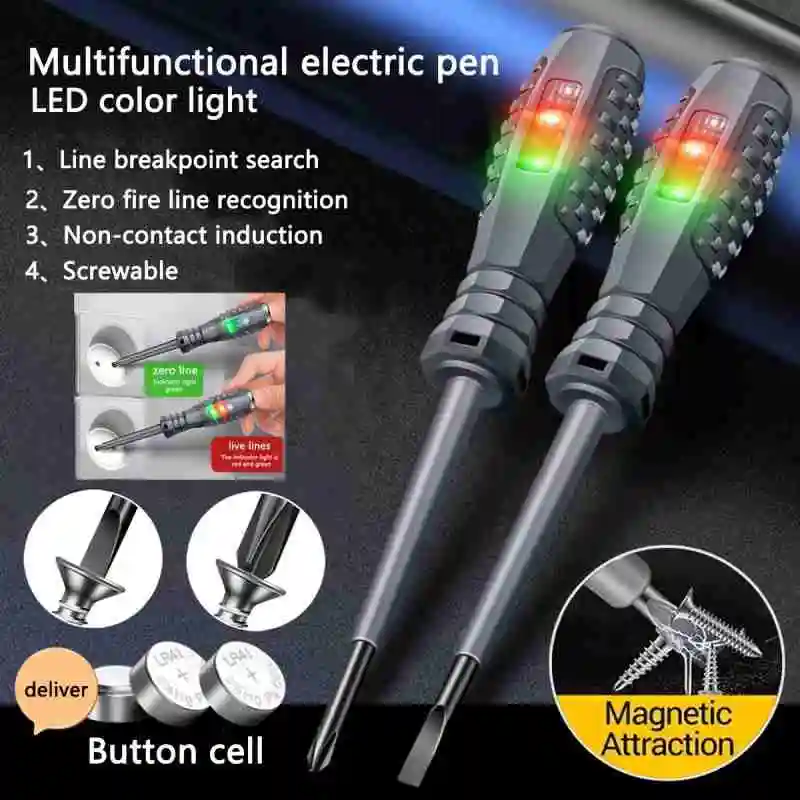 Smart LED Voltage Tester Pen Torque Break point Detection, Flathead & Phillips Screwdriver Multifunctional Electrician Tools